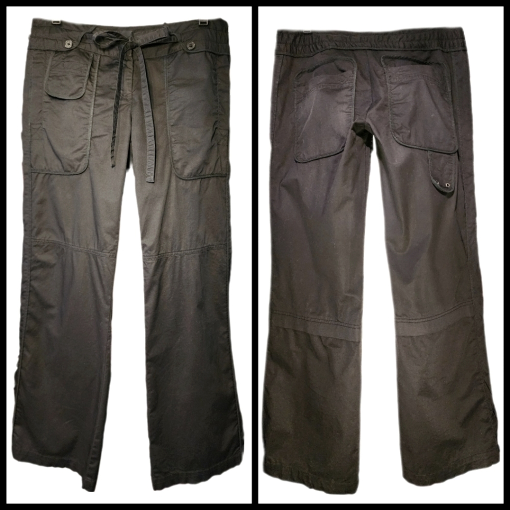 BCBGMaxAzria Cotton Cargo Pants with Ankle Button Slits & Decorative Pockets